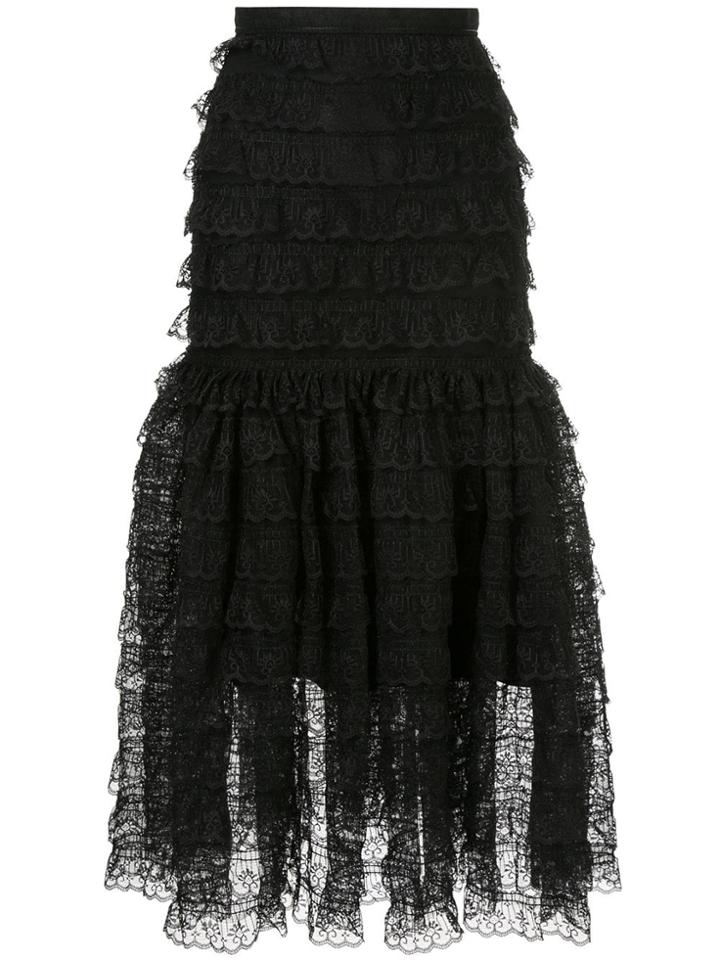 Bambah Victorian Lace Midi Skirt - Black