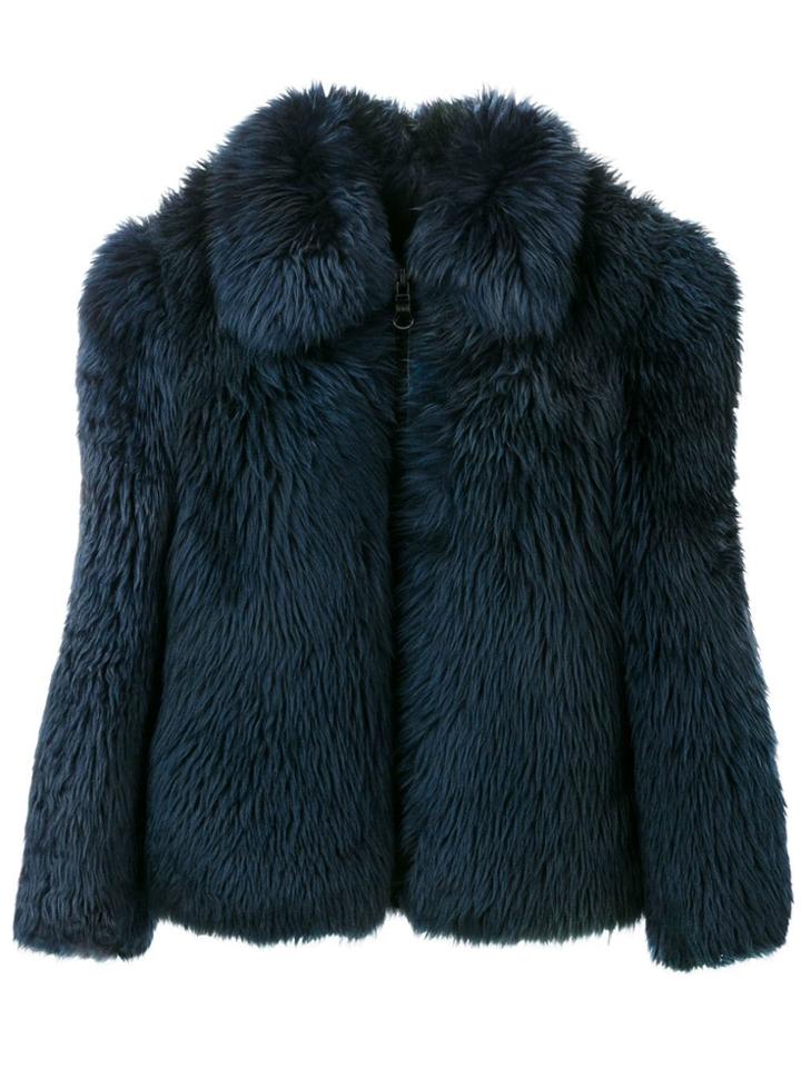 A.n.g.e.l.o. Vintage Cult 1980's Fur Bomber Jacket - Blue