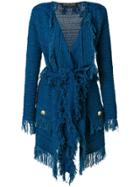 Balmain Fringed Cardi-coat - Blue