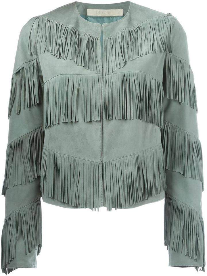 Drome Fringed Jacket, Women's, Size: Xs, Green, Goat Suede/acetate/cupro