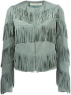 Drome Fringed Jacket, Women's, Size: Xs, Green, Goat Suede/acetate/cupro