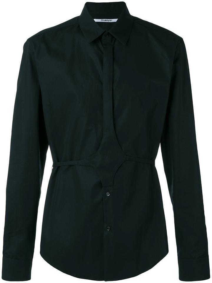 Chalayan Button Belt Shirt, Adult Unisex, Size: 46, Black, Cotton