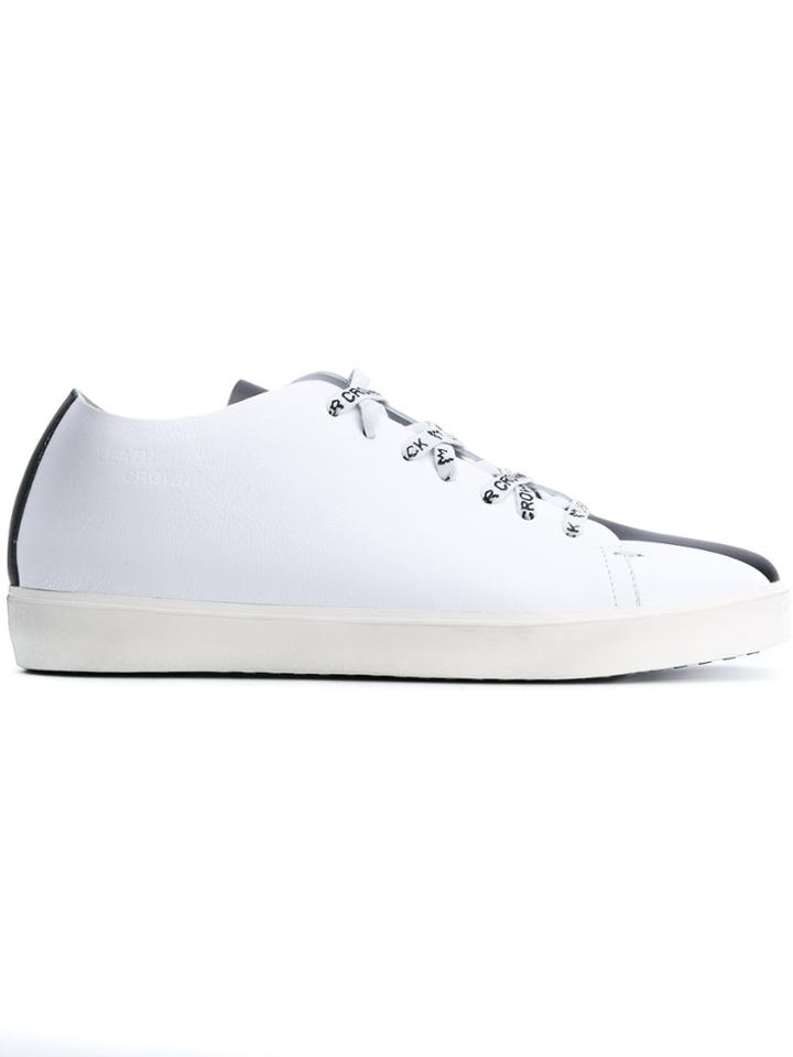 Leather Crown Stripe Panel Lace-up Sneakers - White