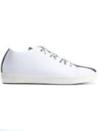Leather Crown Stripe Panel Lace-up Sneakers - White