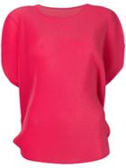 Pleats Please By Issey Miyake Pleated Boat Neck Blouse - Pink & Purple