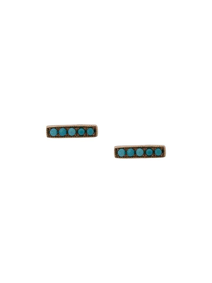Zofia Day 14kt Yellow Gold Petite Turquoise Bar Studs