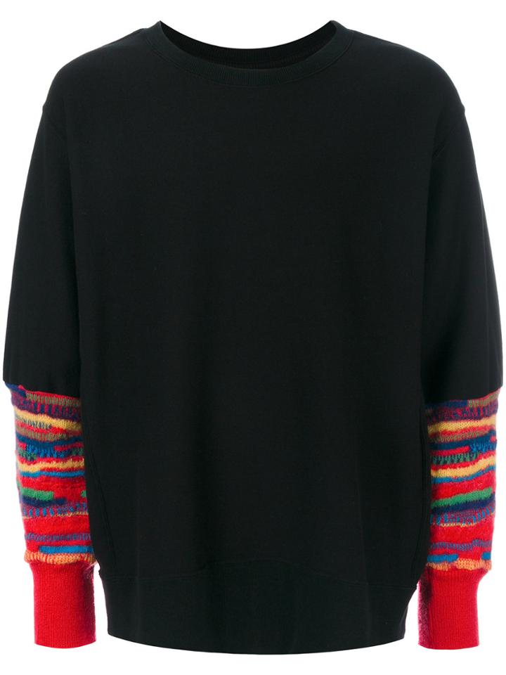 Facetasm Striped Sleeves Jumper - Black