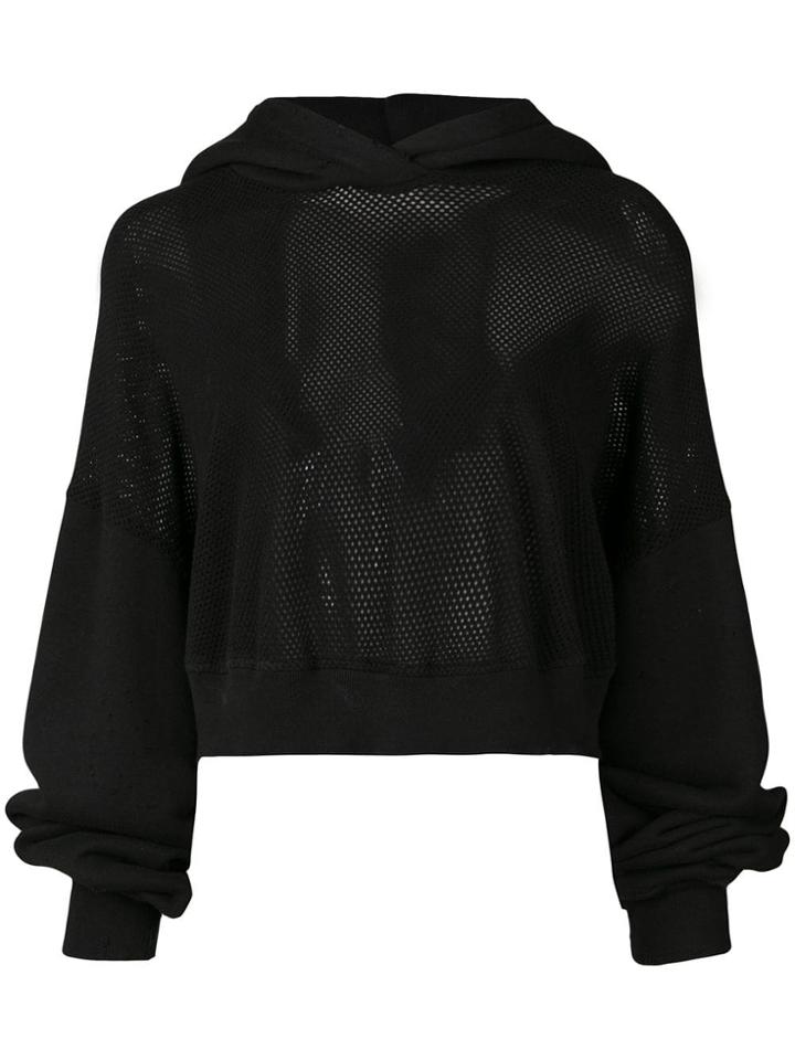Amiri Cropped Mesh Hoodie - Black