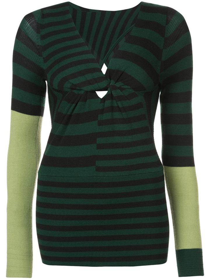 Tome Striped Colour-block Sweater - Green