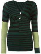 Tome Striped Colour-block Sweater - Green