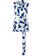 Marni Leaf Print Sleeveless Shirt, Women's, Size: 42, Blue, Cotton