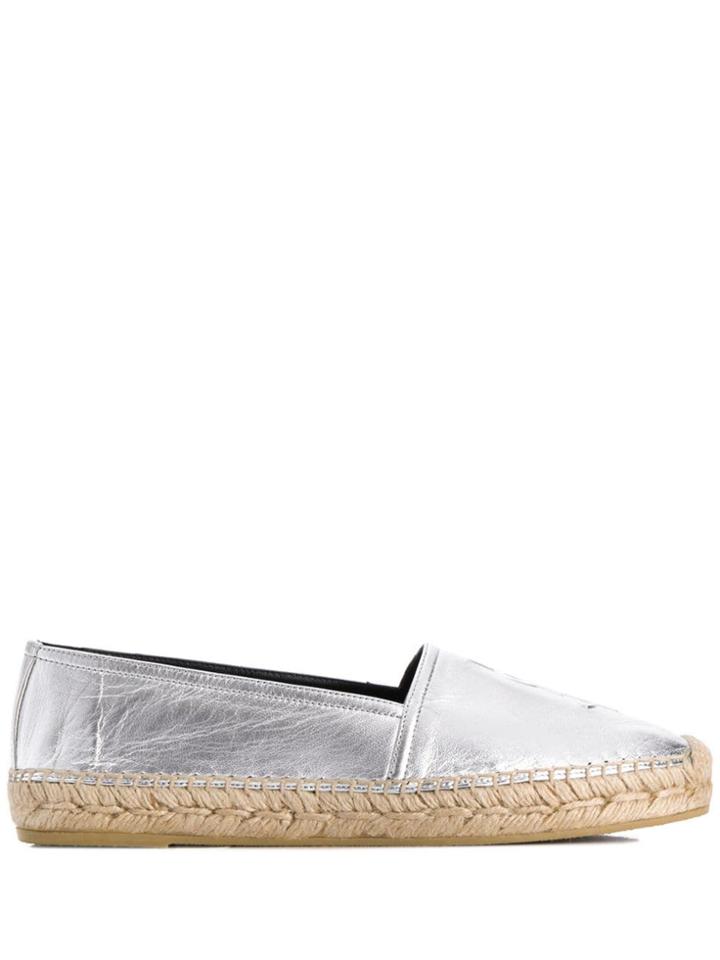 Saint Laurent Metallic Leather Espadrilles - Silver