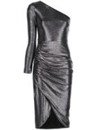 Aidan Mattox Single Sleeve Midi Dress - Silver