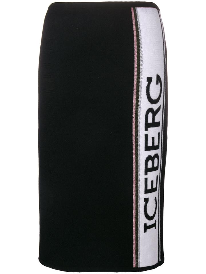 Iceberg Side Logo Skirt - Black