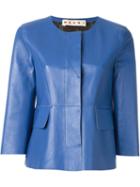 Marni Three-quarter Length Sleeve Jacket, Women's, Size: 42, Blue, Lamb Skin