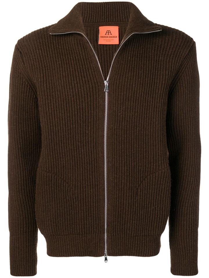 Andersen-andersen Knitted Zip-up Jacket - Brown