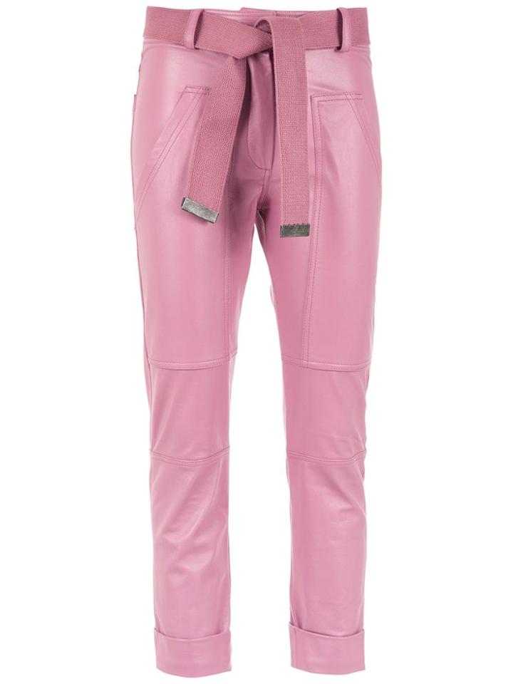 Andrea Bogosian Belted Leather Pants - Pink
