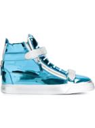 Giuseppe Zanotti Design Coby Hi-top Sneakers, Men's, Size: 39, Blue, Rubber/patent Leather/metal Other