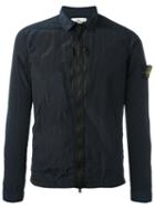 Stone Island Zipped Shirt, Size: Small, Blue, Polyamide