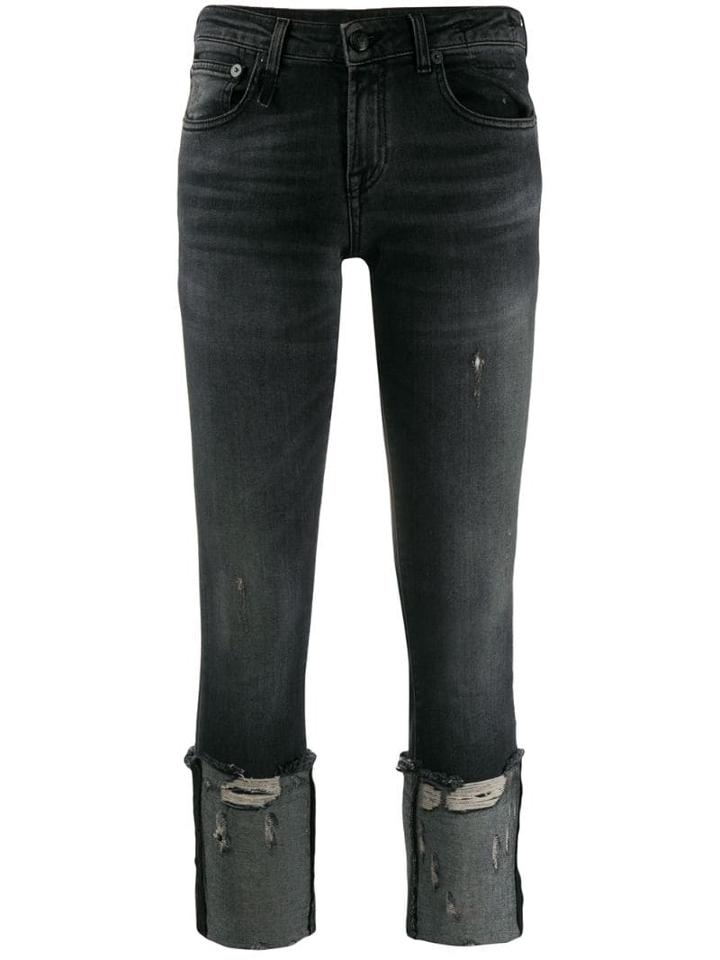 R13 Cropped And Distressed Skinny Fit Jeans - Black