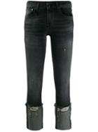 R13 Cropped And Distressed Skinny Fit Jeans - Black