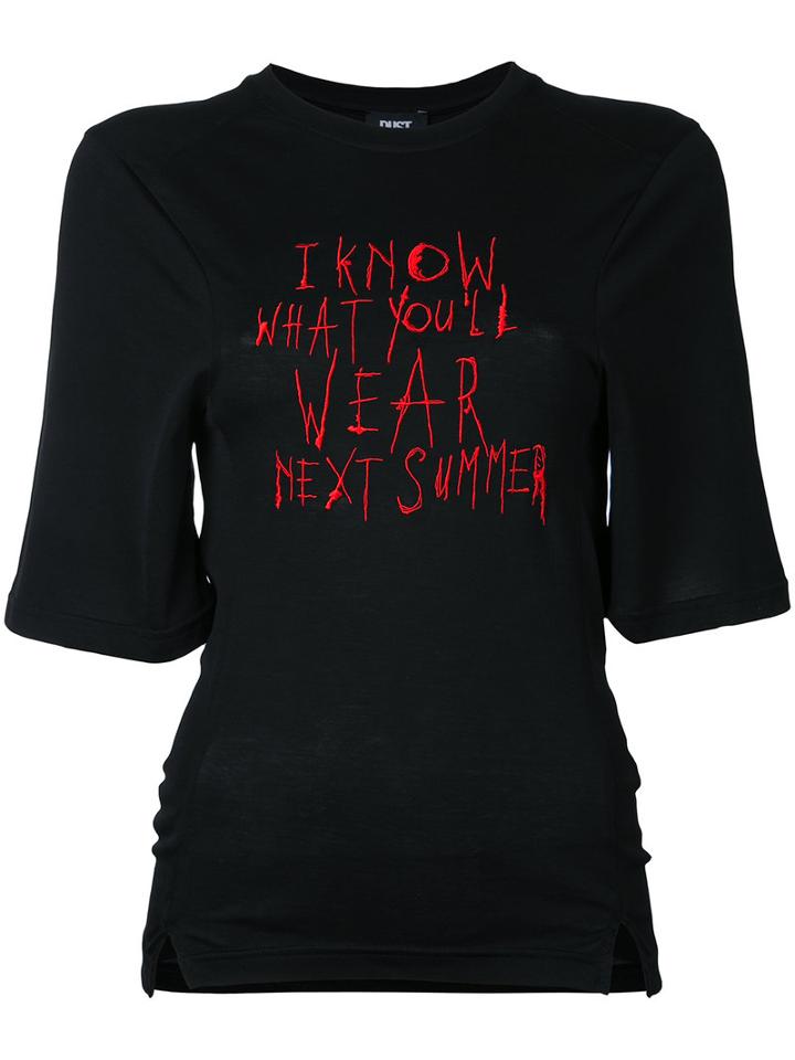 Dust - Embroidered Text Top - Women - Cotton - L, Black, Cotton