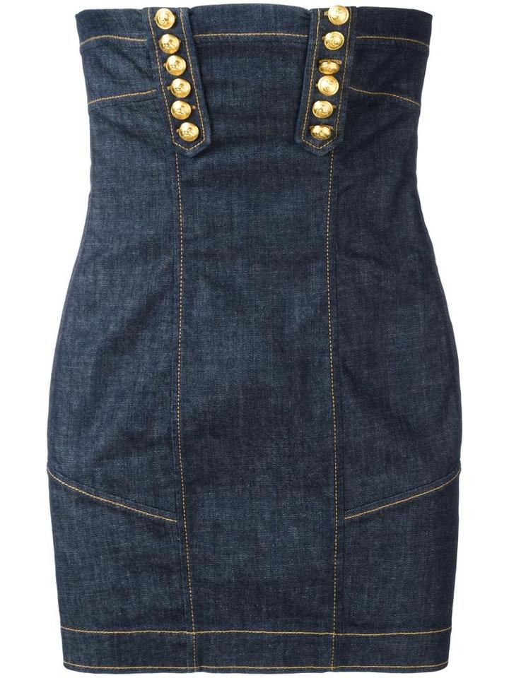 Dsquared2 Strapless Denim Mini Dress, Women's, Size: 36, Blue, Cotton/polyester/spandex/elastane
