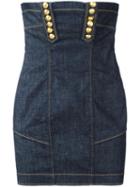 Dsquared2 Strapless Denim Mini Dress, Women's, Size: 36, Blue, Cotton/polyester/spandex/elastane