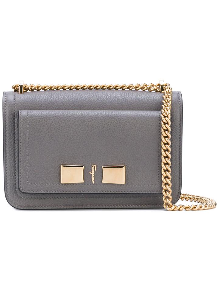 Vara Essential Flap Bag - Women - Calf Leather - One Size, Grey, Calf Leather, Salvatore Ferragamo