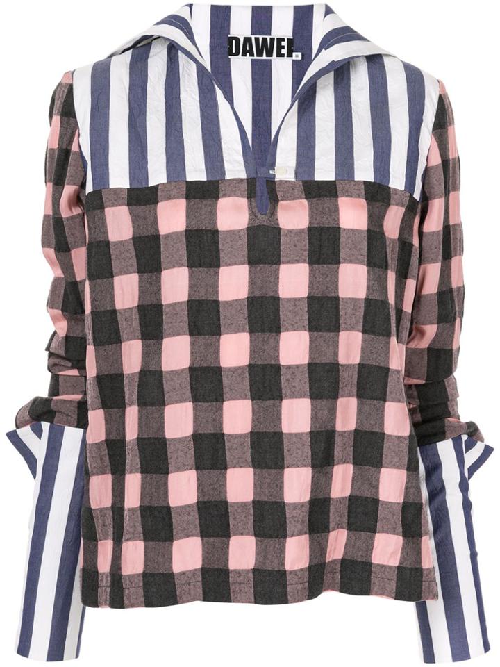 Dawei Check Print Blouse - Pink