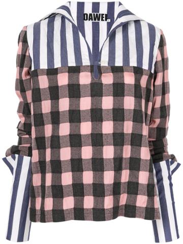 Dawei Check Print Blouse - Pink