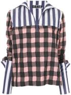 Dawei Check Print Blouse - Pink