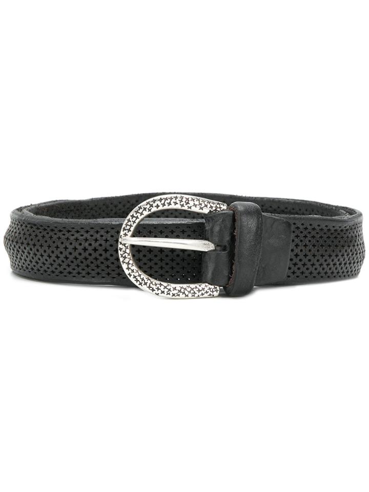 Italian Belts Eyelet Detail Belt - Black