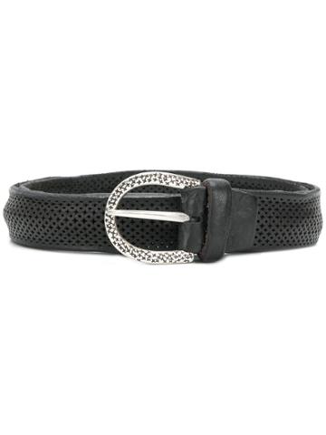 Italian Belts Eyelet Detail Belt - Black