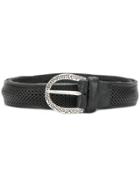Italian Belts Eyelet Detail Belt - Black