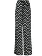 Twin-set Zig Zag Print Flared Trousers - Black