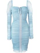 Dolce & Gabbana Draped Lace Bustier Dress - Blue