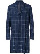 Kazuyuki Kumagai - Checked Single Breasted Coat - Men - Cotton/linen/flax - 1, Blue, Cotton/linen/flax