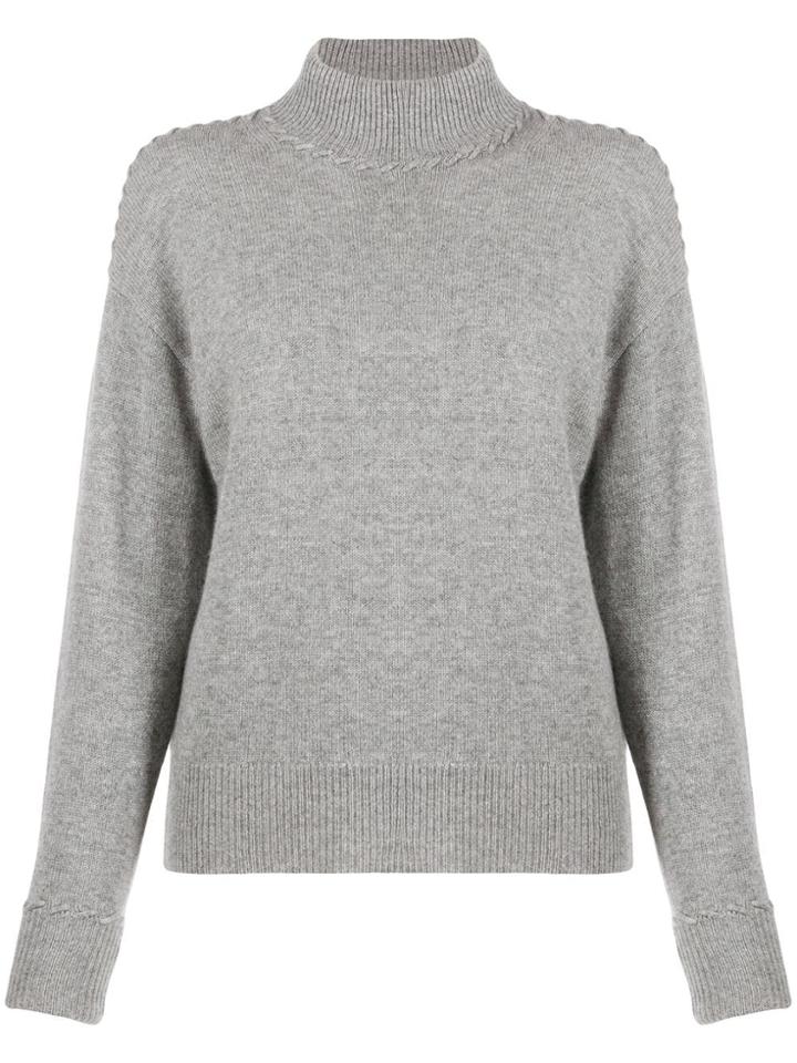 Theory Whipstitch Turtleneck Sweater - Grey