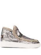 Mou Eskimo Sequinned Ankle Boots - Silver