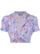 Lhd Floral Print Cropped Top - Purple