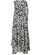 Derek Lam Strapless Knotted Poppy Print Silk Jacquard Handkerchief