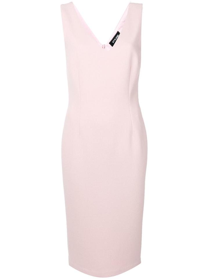 Styland Fitted Midi Dress - Pink