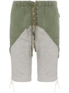 Greg Lauren Contrast Cargo Shorts - Green