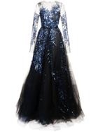 Oscar De La Renta Fern Embellished Evening Gown - Blue