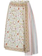 No21 - Asymmetric Floral Skirt - Women - Silk - 44, Women's, White, Silk