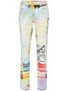 Versace Baroque Print Kick Flare Slim-fit Jeans - Blue