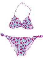 Mc2 Saint Barth Kids Teen Flower Print Bikini Set - Blue