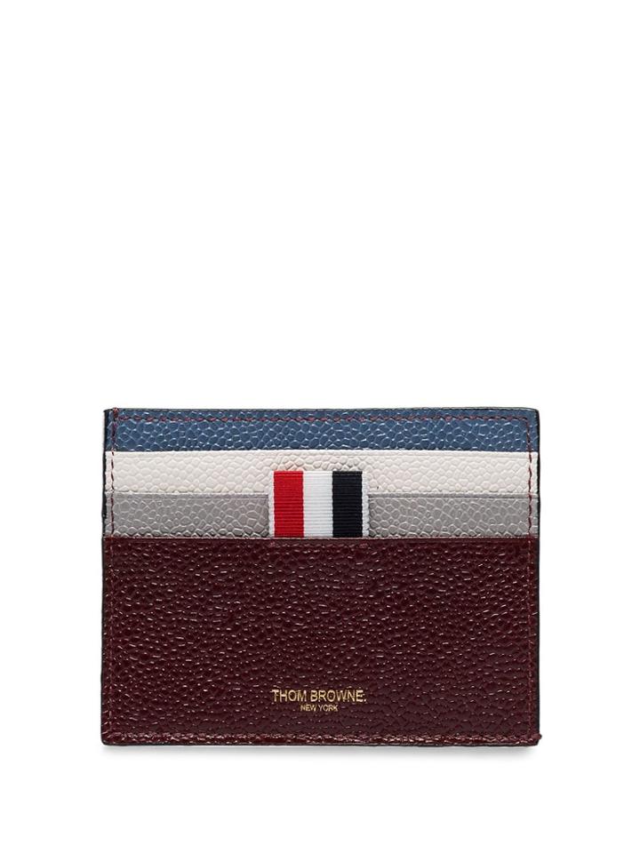 Thom Browne Logo-stamped Leather Card Holder - Grey