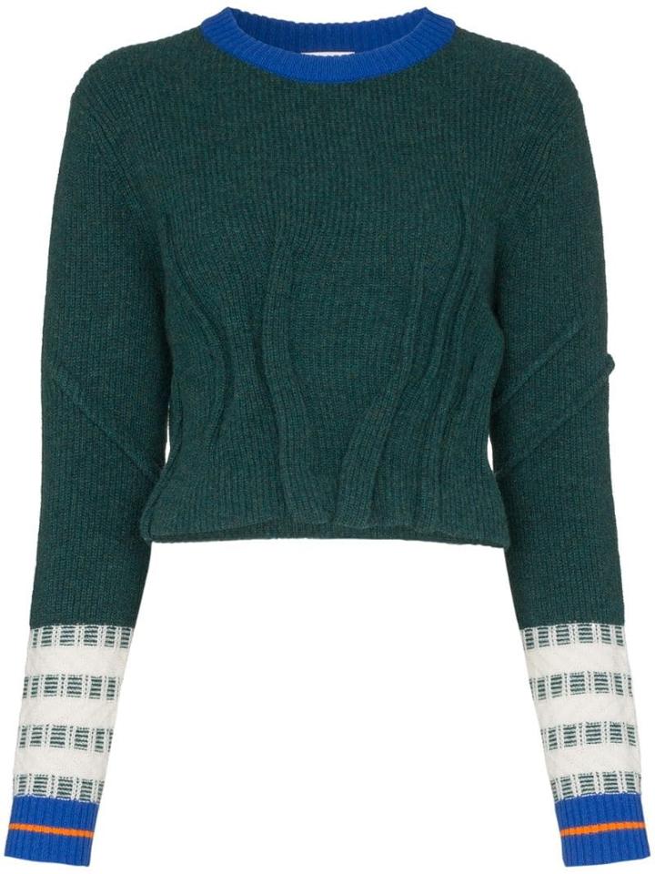 I-am-chen Knitted Cropped Sweater - Green